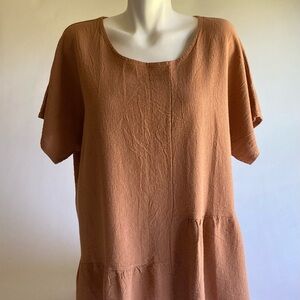 New Lands Dow Nunder Tan 100% Cotton Short Sleeve Shirt-Spice size XL